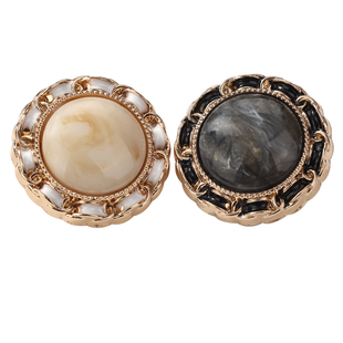 高档仿瓷玉石金属纽扣锁链卷花边圆形钮扣毛衣开衫大衣风衣扣子