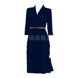 米白色正式场合连衣裙气质西装裙子教师面试主持人上镜职业正装裙