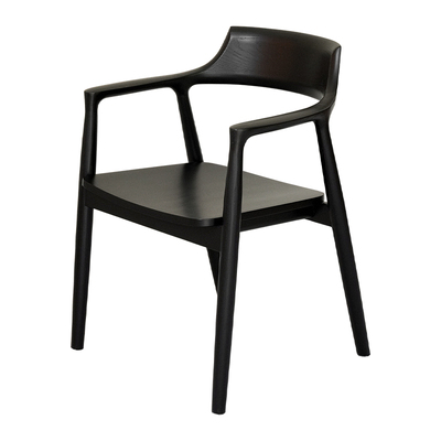 实木简约黑色软包侘寂风餐椅