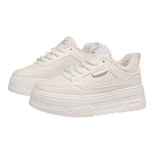 回力女鞋厚底小白鞋女款2025新款冬季加绒二棉鞋休闲增高板鞋女款