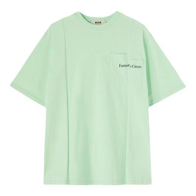 MSGM男女同款不对称式圆领T恤