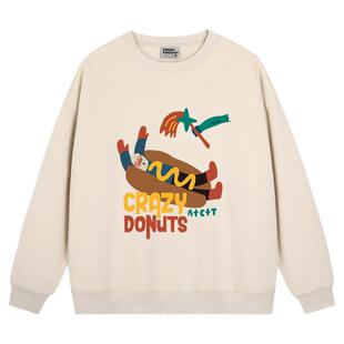 美式复古杏色卫衣女2025新款春秋薄款宽松大码慵懒风秋冬加绒上衣