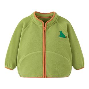 迷你巴拉巴拉男童摇粒绒外套春秋新款儿童宝宝舒适抓绒衣开春上衣