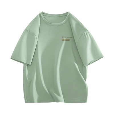 真维斯绿色速干网眼短袖男士透气运动上衣夏季冰丝半袖t恤男款L