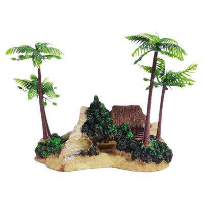 仿真海边鱼缸椰树茅屋德琅