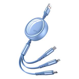 【100W超级快充】三合一数据线伸缩一拖三充电器线三头适用苹果华为安卓Typec手机平板USB闪充车载多功能通用