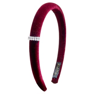 复古气质高级感轻奢红色丝绒水钻高颅顶细发箍女高级感轻奢头箍