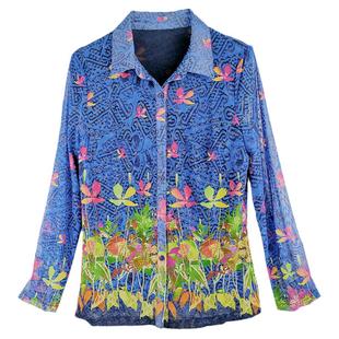 薄款中年妈妈春秋夏上衣台湾网纱衬衫开衫洋气质老年女装奶奶外套