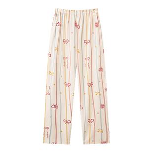 睡裤女长裤纯棉夏季裤子女士春秋款遛弯蝴蝶结家居裤女款2026新款