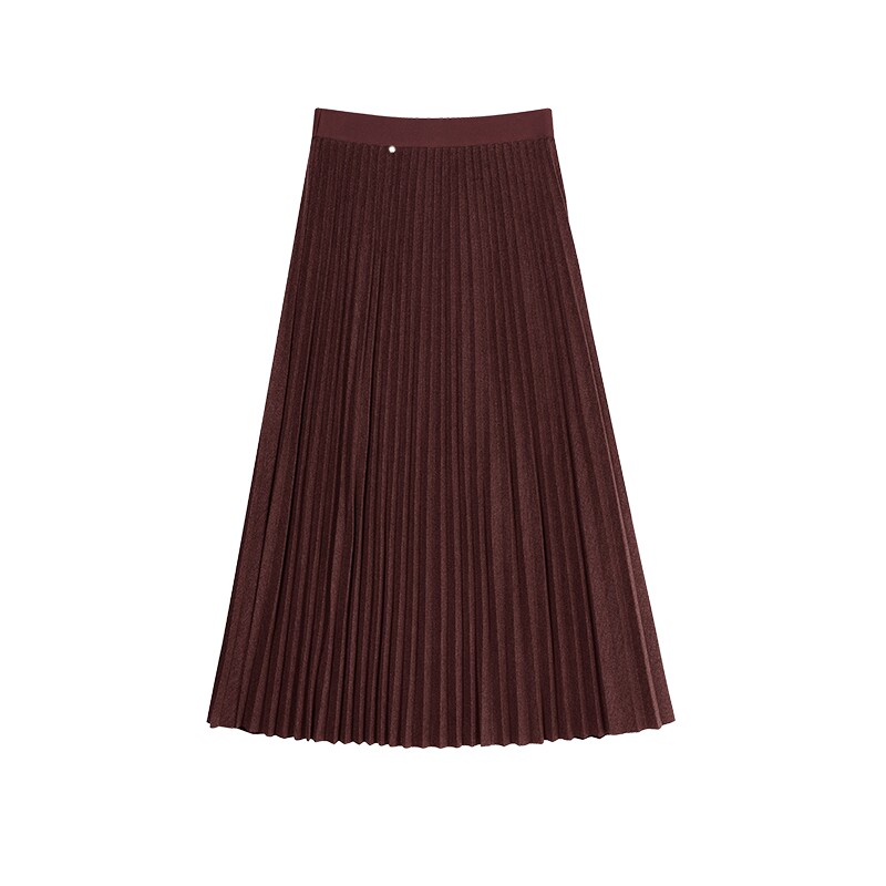 白鹿语长款百褶优雅半身裙