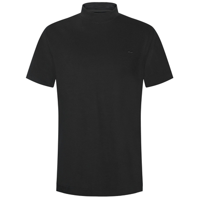 利郎官方休闲纯色半高领短袖T恤