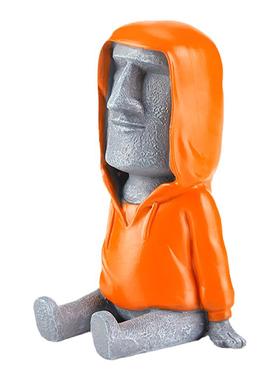 摩艾石像人手机支架摆件