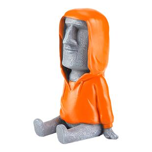 ins风格穿衣服摩艾石像人手机支架摆件树脂Moai装饰穿衣石人摆件