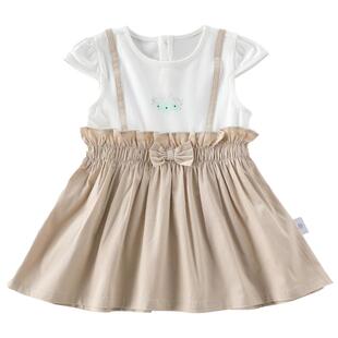 可拉比特女小童新款短袖连衣裙女宝宝假两件纯棉裙子亲肤舒适可爱