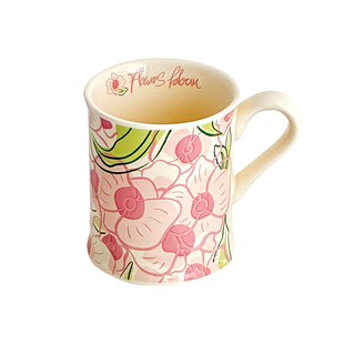 高颜值手绘花朵马克杯陶瓷喝水杯子咖啡杯情侣大容量女生办公家用