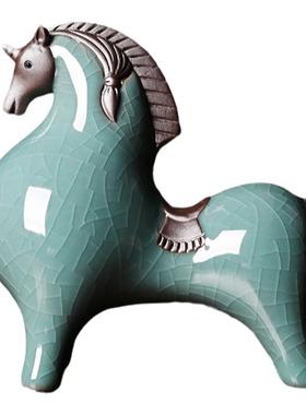 马摆件陶瓷禅意艺术中古风客厅装饰品玄关茶室造景软装家居好物