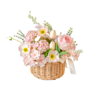 手工编织花篮插花花艺摆件
