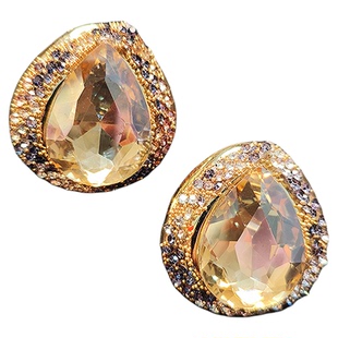 欧美镶钻桃心耳钉女时尚耳饰小众闪钻水滴耳环高级感水晶耳夹贵气