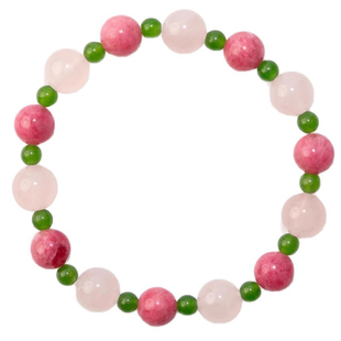 新中式天然粉色水晶手串女生招桃花和田碧玉手链国风轻奢七夕礼物