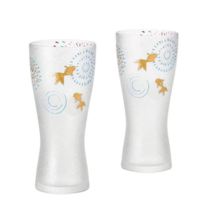 日本aderia石冢硝子丸纹樱花磨砂啤酒杯玻璃威士忌对杯结婚礼物