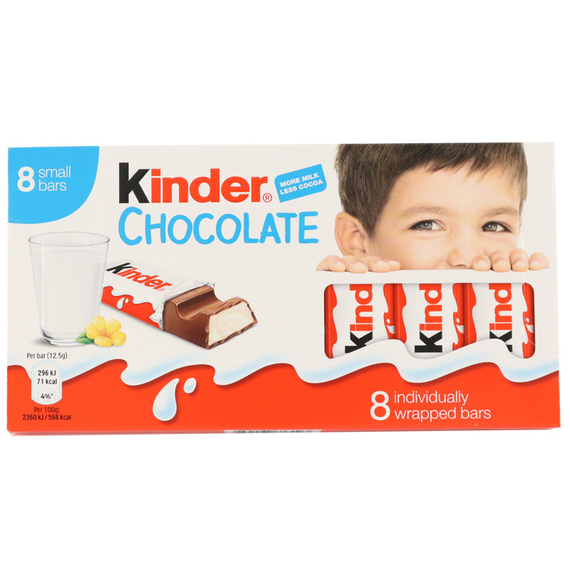 健达牛奶巧克力T8条夹心8条装建达kinder哈努塔卡尔兹河马巧克力