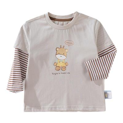 假两件长袖T恤童泰休闲圆领