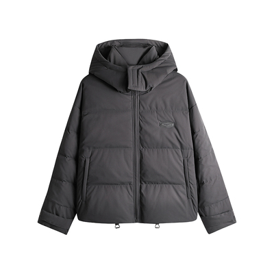 HIM汉崇 可拆卸连帽暖和蓬松宽松短款羽绒服男【白鸭绒】2025冬季