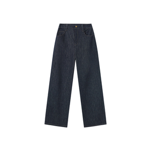 Jamor加墨时尚阔腿显瘦牛仔裤子深色2025秋冬季新款简约