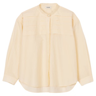 SANDRO2025秋冬女装法式休闲棉混纺多层剪裁设计宽松长袖上衣衬衫