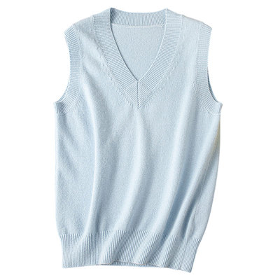 山羊绒马甲纯山羊绒套头V领外搭