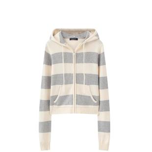 Brandy Girl新款美式复古拉链连帽外套女 bm风短款毛衣针织开衫潮