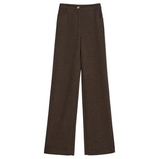 YINER音儿专选女装冬季通勤美拉德垂感厚实保暖高腰直筒休闲长裤