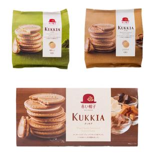 日本阡朋红帽子kukkia夹心饼干牛奶巧克力抹茶味薄脆饼休闲零食品