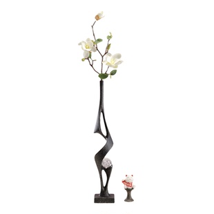 入户玄关门口长款细高花瓶插仿真花壁龛电视柜开放格过年乔迁装饰