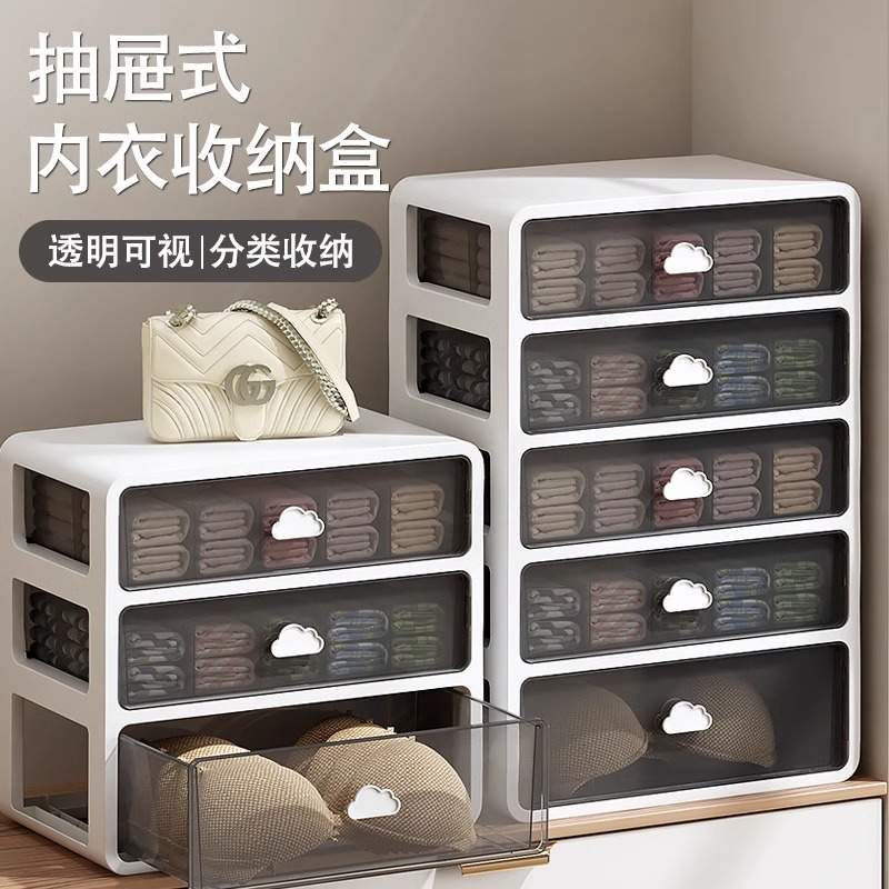 内衣收纳盒抽屉式家用衣柜分格神器装内裤袜子三合一整理箱多功能