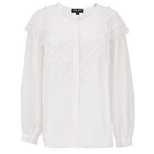 Vero Moda衬衫2025夏季新款纯棉圆领前襟花边装饰上衣325205049