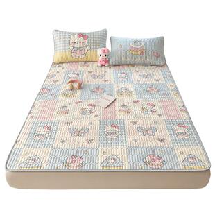 可爱kt猫乳胶凉席三件套夏季冰丝席床单宿舍单人空调席可机洗软席