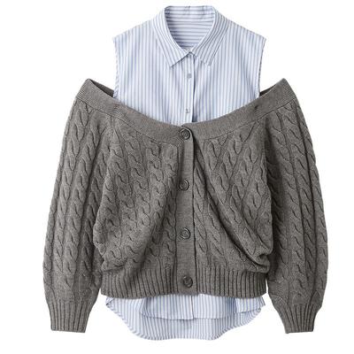 衬衫假两件针织衫SNIDEL