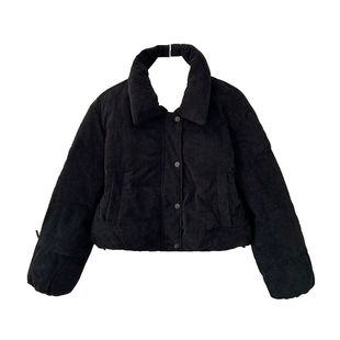 冬新款条绒棉袄小个子立领面包服翻领羽绒棉衣女加厚宽松棉服外套