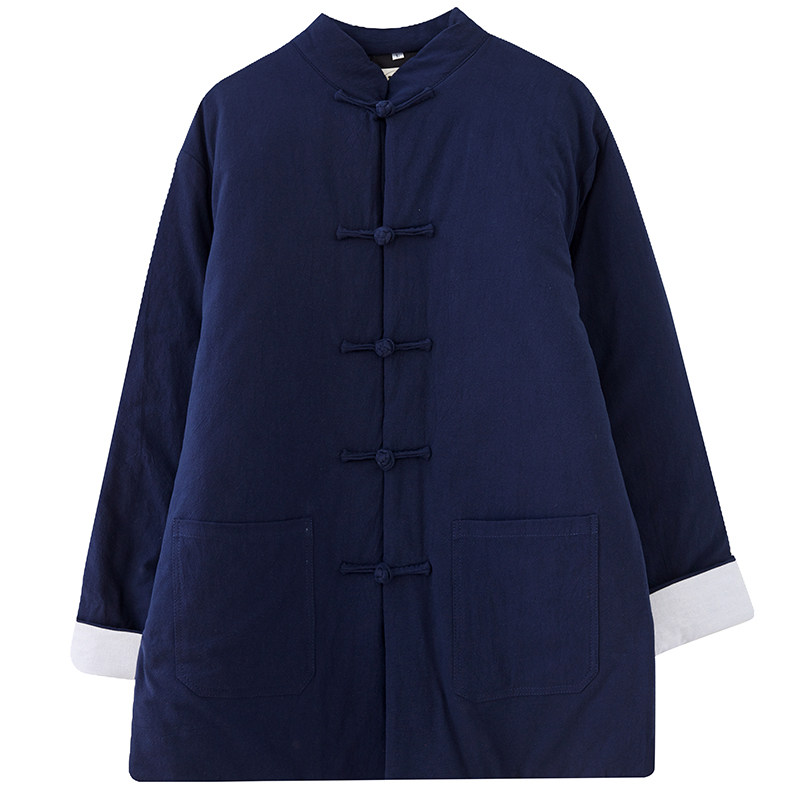 冬季加厚棉服纯色立领古风唐装