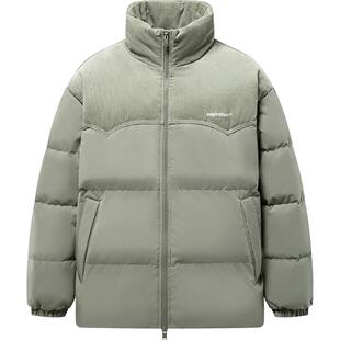 森马羽绒服男2024冬季新款拼接灯芯绒肌理感外套厚宽松防寒服绣花