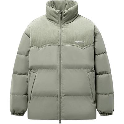 森马拼接灯芯绒外套厚款羽绒服男