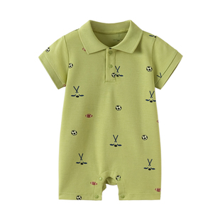 babylove婴儿短袖连体衣夏季薄款哈衣polo衫洋气外出服清凉夏装