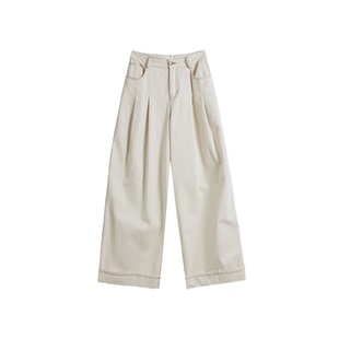 【典雅自持】休闲长裤女26春季新款撞色明线收腰宽松显腿长裤子