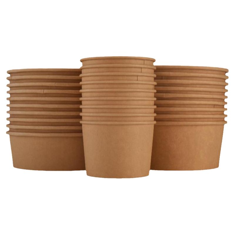 上海商吉牛皮纸碗一次性碗食品级家用加厚大号商用打包盒带盖圆形