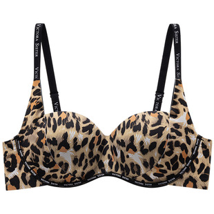 无痕豹纹内衣提拉上托漫画圆润胸性感小胸聚拢显大文胸辣妹B75A
