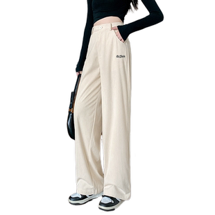 唐狮秋冬季新款糯米裤白色休闲长裤女高腰美拉德灯芯绒裤子A