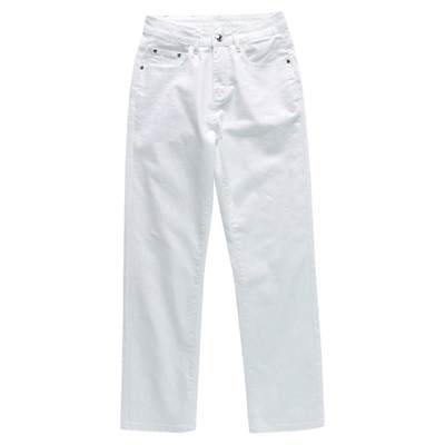 白色牛仔裤男直筒秋季宽松长裤