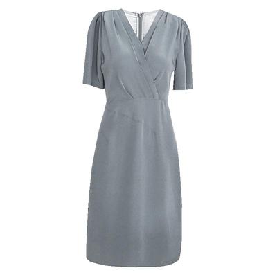 罗衣进口醋酸泡泡袖修身连衣裙