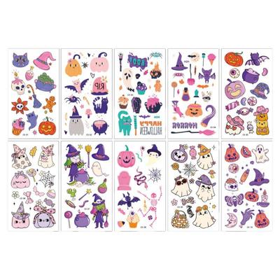 万圣节贴纸儿童成人脸贴化妆贴可爱搞怪女孩恶魔女巫纹身贴女童万圣夜南瓜幽灵妆容贴cos道具脸部彩绘装饰品